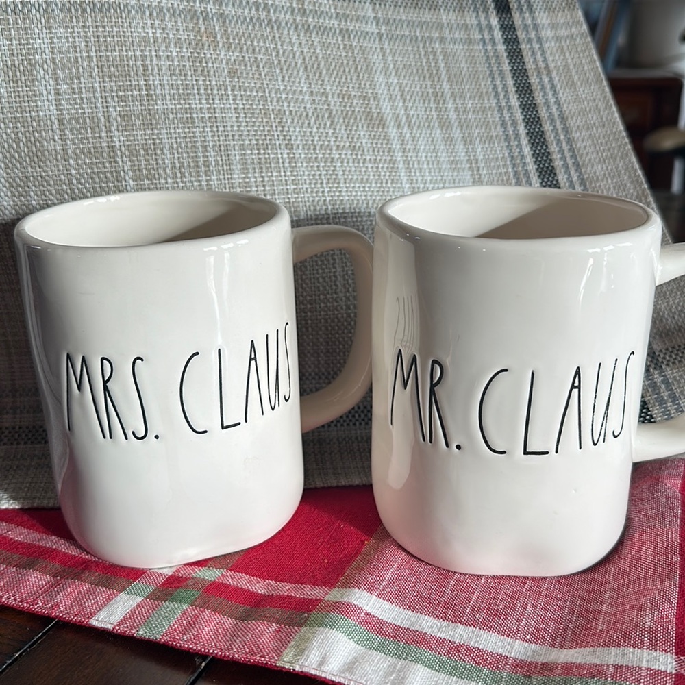 Rae Dunn Magenta Mr and Mrs Claus Mugs